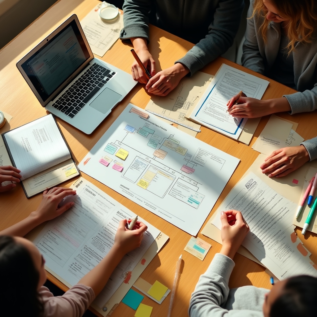 Munkaszervezési workshop résztvevők asztalnál